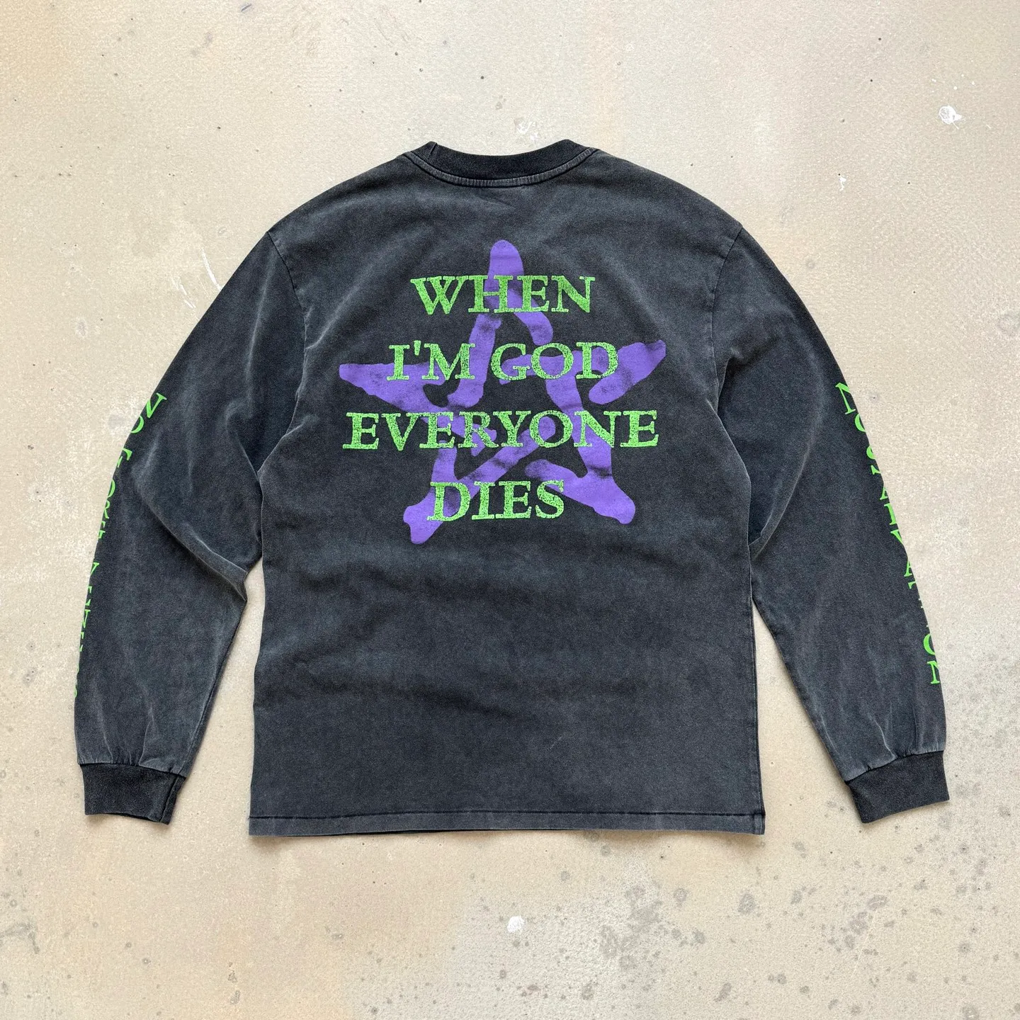 P158 # CTS-101 [Manson GOAT Limited Edition] Saint x Marilyn Manson Marilyn Manson GOAT Ram Limited Long Sleeve Original 280g heavyweight fabric after consistent washing Retro single stitch heaven and earth stitch technology Heavy Assute yeast mill wash Size: S M L XL
